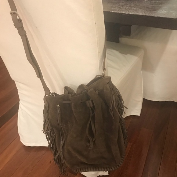 All Saints Drawstring Suede Bag - Picture 5 of 6
